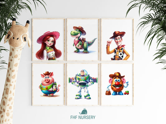 Toy Story Print, Sheriff Woody & Bo Peep Art, Watercolor Nursery Decor, Kids Room Wall Art, Disney Pixar Poster