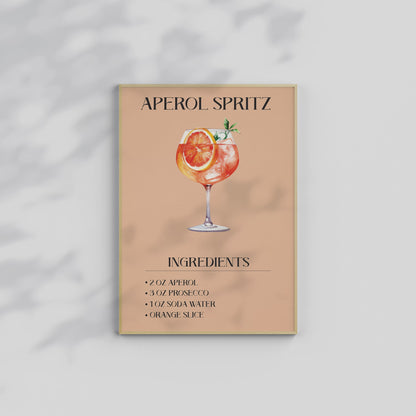 Aperol Spritz, Aperol Spritz Print, Cocktail Print, Bar Decor, Cocktail Poster, Drink Sign, Trendy Wall, Alcohol Print, Alcohol Poster, Alcohol Decor