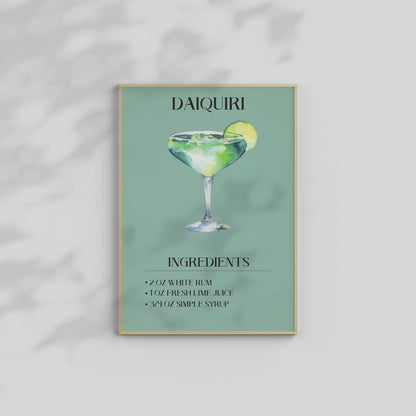 Daiquiri, Daiquiri Print, Cocktail Print, Bar Decor, Cocktail Poster, Drink Sign, Trendy Wall Art, Alcohol Print, Alcohol Poster, Alcohol Decor
