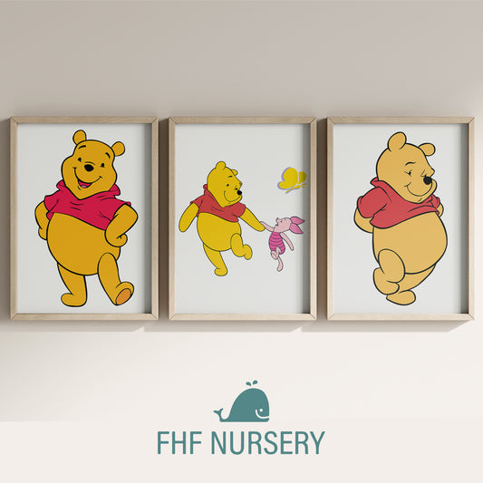 Winnie the Pooh Print, Piglet Print, Tigger Print, Disney Friends Set, Watercolor Nursery Art, Kids Room Wall Decor