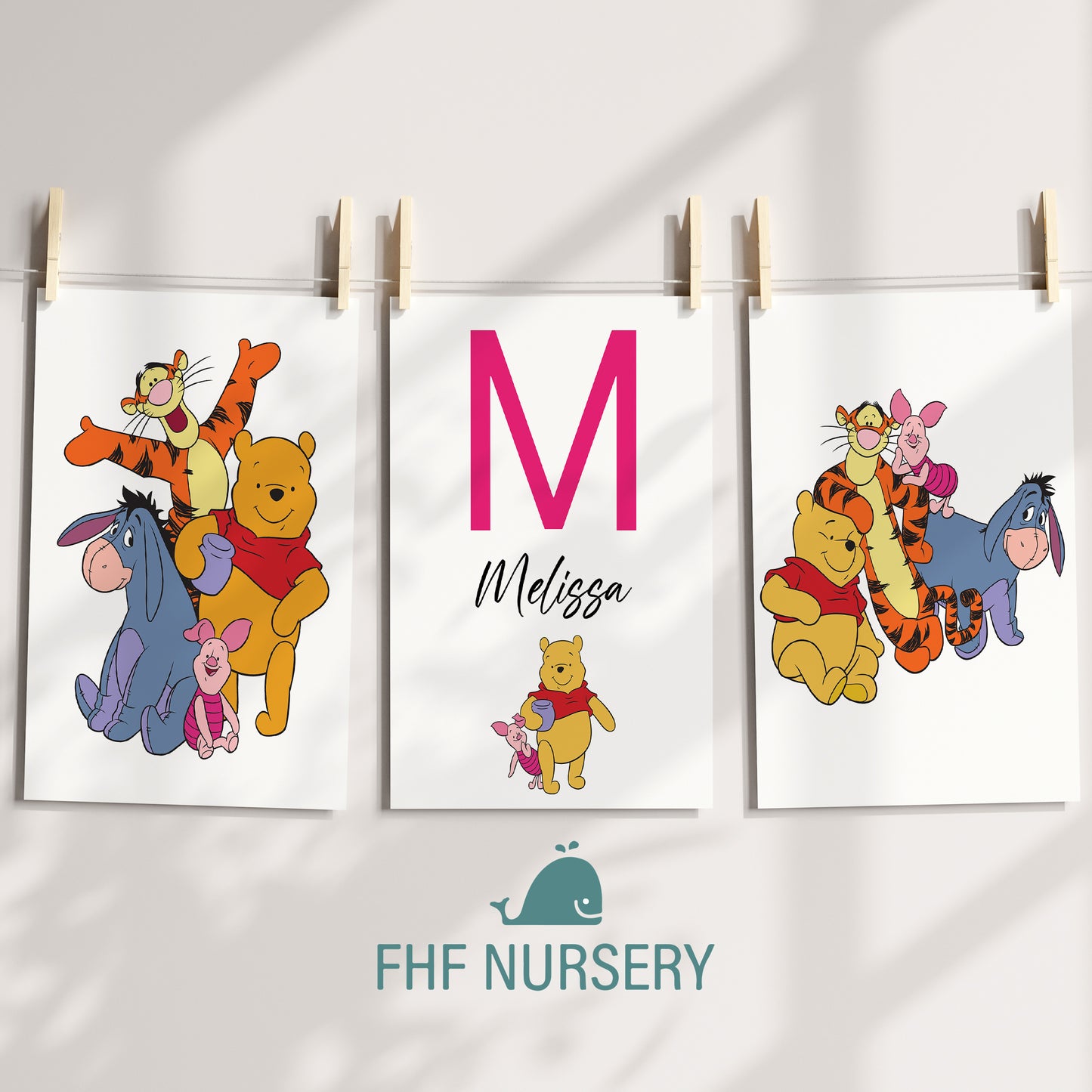 Winnie the Pooh Name Sign, Personalized Pooh and Friends Print, Custom Kids Wall Decor, Classic Nursery Art, Winnie the Pooh