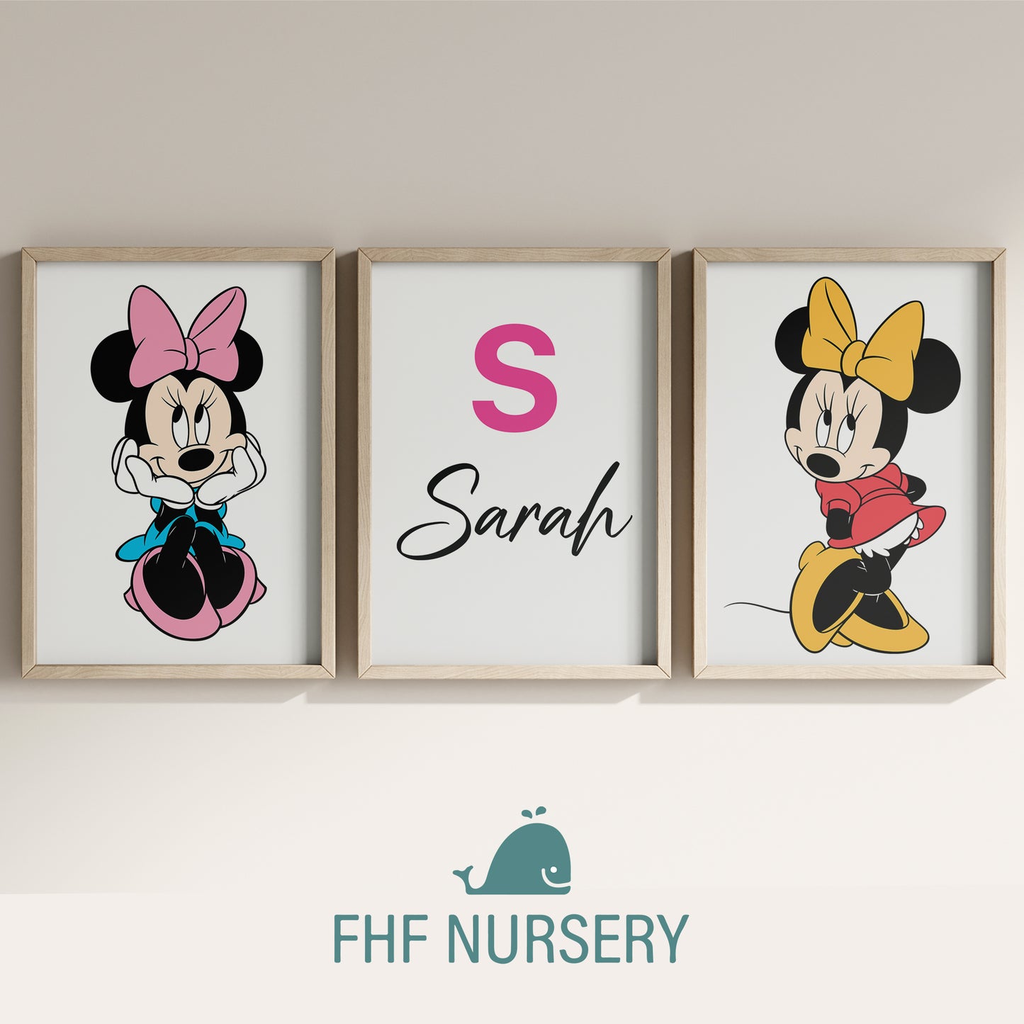 Custom Minnie Mouse Print, Personalized Name Sign, Minnie Nursery Art, Baby Room Decor, Kids Wall Art, Cartoon Character Poster