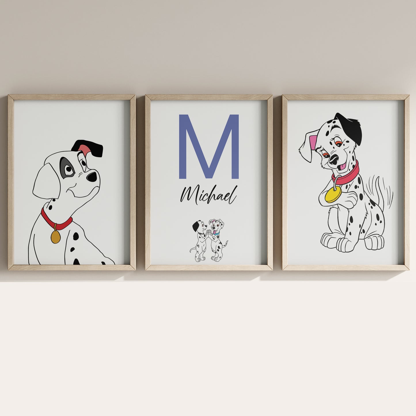101 Dalmatians Name Sign, Personalized Dalmatian Puppies Print, Custom Kids Wall Decor, Disney Nursery Art, 101 Dalmatians Print Set, Puppy Room Decor