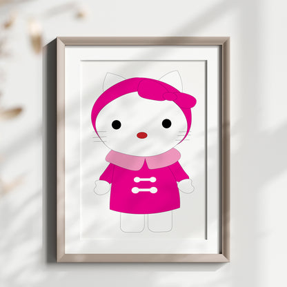 Hello Kitty Name Sign, Personalized Hello Kity, Custom Kids Wall Decor, Kawaii Nursery Print, Helo Kitty Print Set