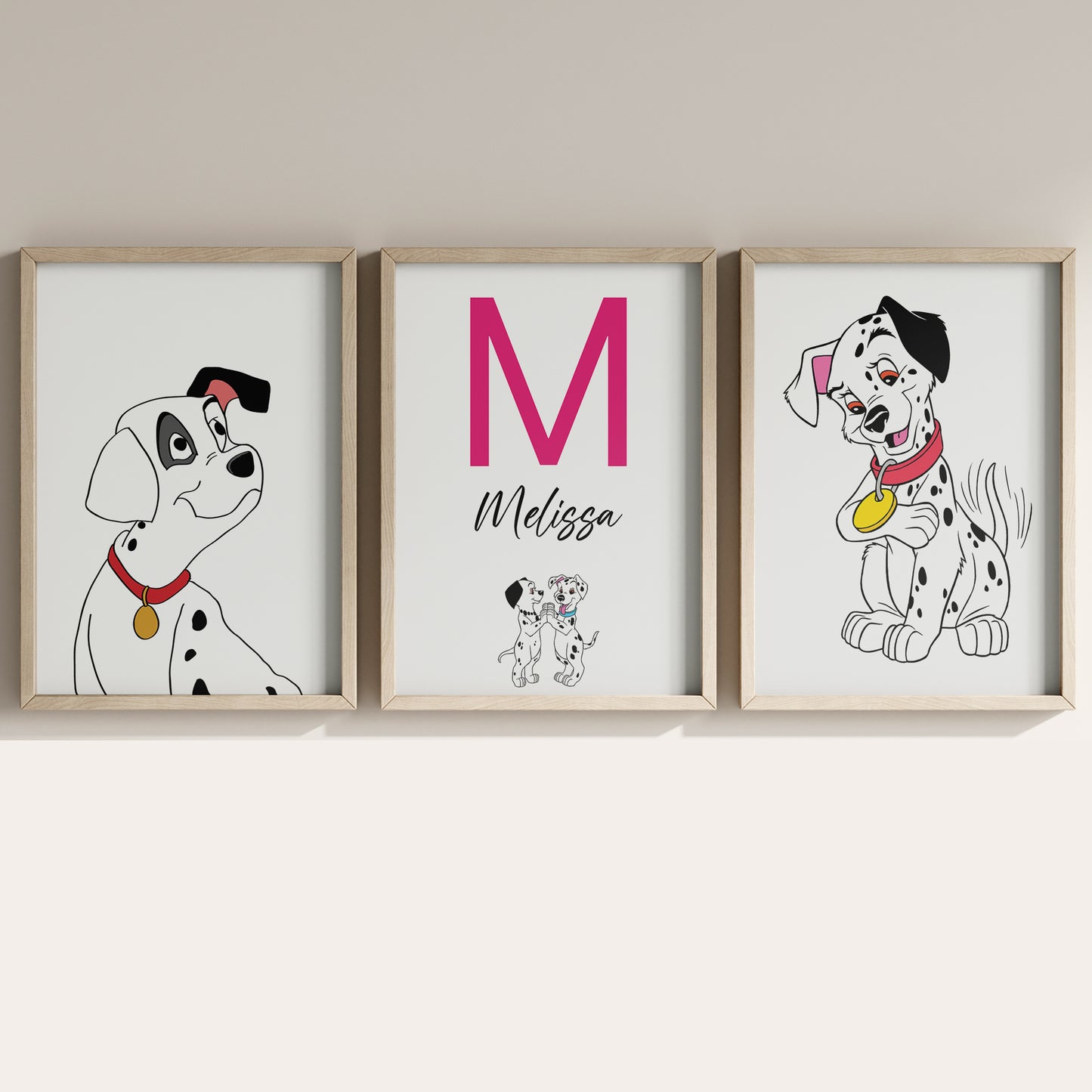 101 Dalmatians Name Sign, Personalized Dalmatian Puppies Print, Custom Kids Wall Decor, Disney Nursery Art, 101 Dalmatians Print Set, Puppy Room Decor