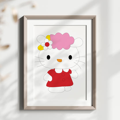 Hello Kitty Name Sign, Personalized Hello Kity, Custom Kids Wall Decor, Kawaii Nursery Print, Helo Kitty Print Set