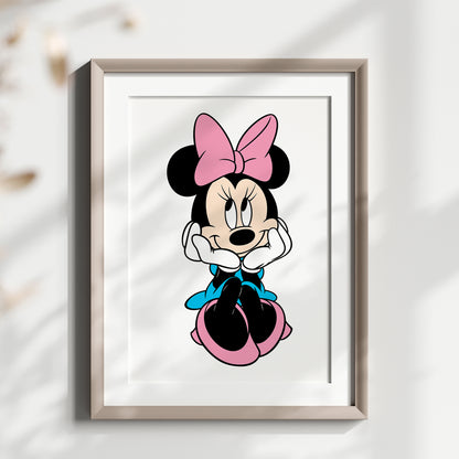 Custom Minnie Mouse Print, Personalized Name Sign, Minnie Nursery Art, Baby Room Decor, Kids Wall Art, Cartoon Character Poster