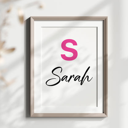 Custom Minnie Mouse Print, Personalized Name Sign, Minnie Nursery Art, Baby Room Decor, Kids Wall Art, Cartoon Character Poster