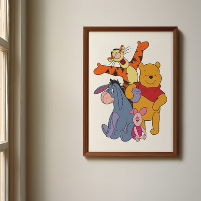 Winnie the Pooh Name Sign, Personalized Pooh and Friends Print, Custom Kids Wall Decor, Classic Nursery Art, Winnie the Pooh