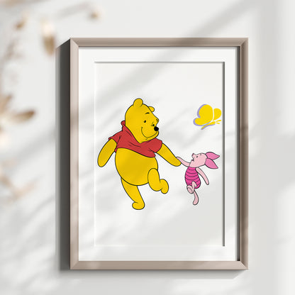 Winnie the Pooh Print, Piglet Print, Tigger Print, Disney Friends Set, Watercolor Nursery Art, Kids Room Wall Decor