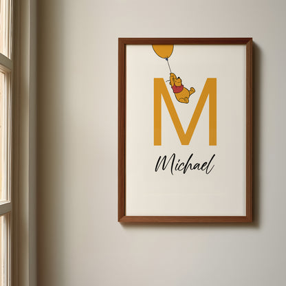 Winnie the Pooh Name Sign, Personalized Pooh and Friends Print, Custom Kids Wall Decor, Classic Nursery Art, Winnie the Pooh Print Set, Pooh Room Decor