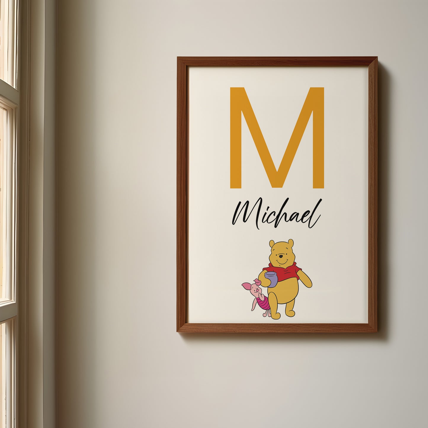 Winnie the Pooh Name Sign, Personalized Pooh and Friends Print, Custom Kids Wall Decor, Classic Nursery Art, Winnie the Pooh