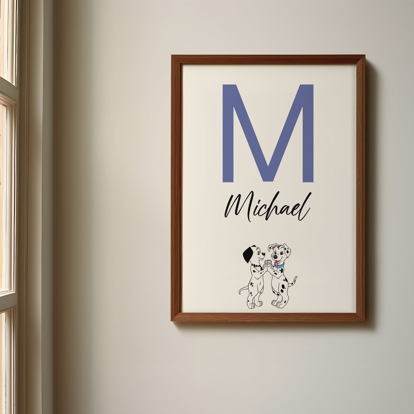 101 Dalmatians Name Sign, Personalized Dalmatian Puppies Print, Custom Kids Wall Decor, Disney Nursery Art, 101 Dalmatians Print Set, Puppy Room Decor