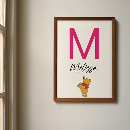 Winnie the Pooh Name Sign, Personalized Pooh and Friends Print, Custom Kids Wall Decor, Classic Nursery Art, Winnie the Pooh Print Set, Pooh Room Decor