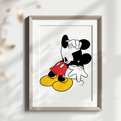 Personalized Mickey Mouse Name Sign Print, Custom Disney Nursery Art, Mickey Print Set, Kids Room Wall Decor, Cartoon Character Watercolor Poster