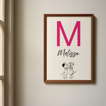 101 Dalmatians Name Sign, Personalized Dalmatian Puppies Print, Custom Kids Wall Decor, Disney Nursery Art, 101 Dalmatians Print Set, Puppy Room Decor