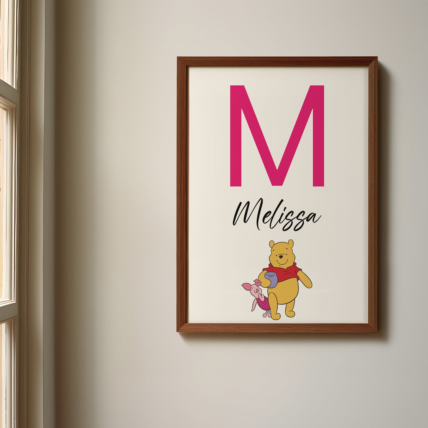 Winnie the Pooh Name Sign, Personalized Pooh and Friends Print, Custom Kids Wall Decor, Classic Nursery Art, Winnie the Pooh