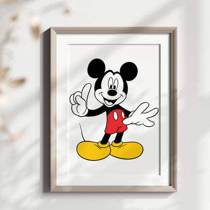 Personalized Mickey Mouse Name Sign Print, Custom Disney Nursery Art, Mickey Print Set, Kids Room Wall Decor, Cartoon Character Watercolor Poster