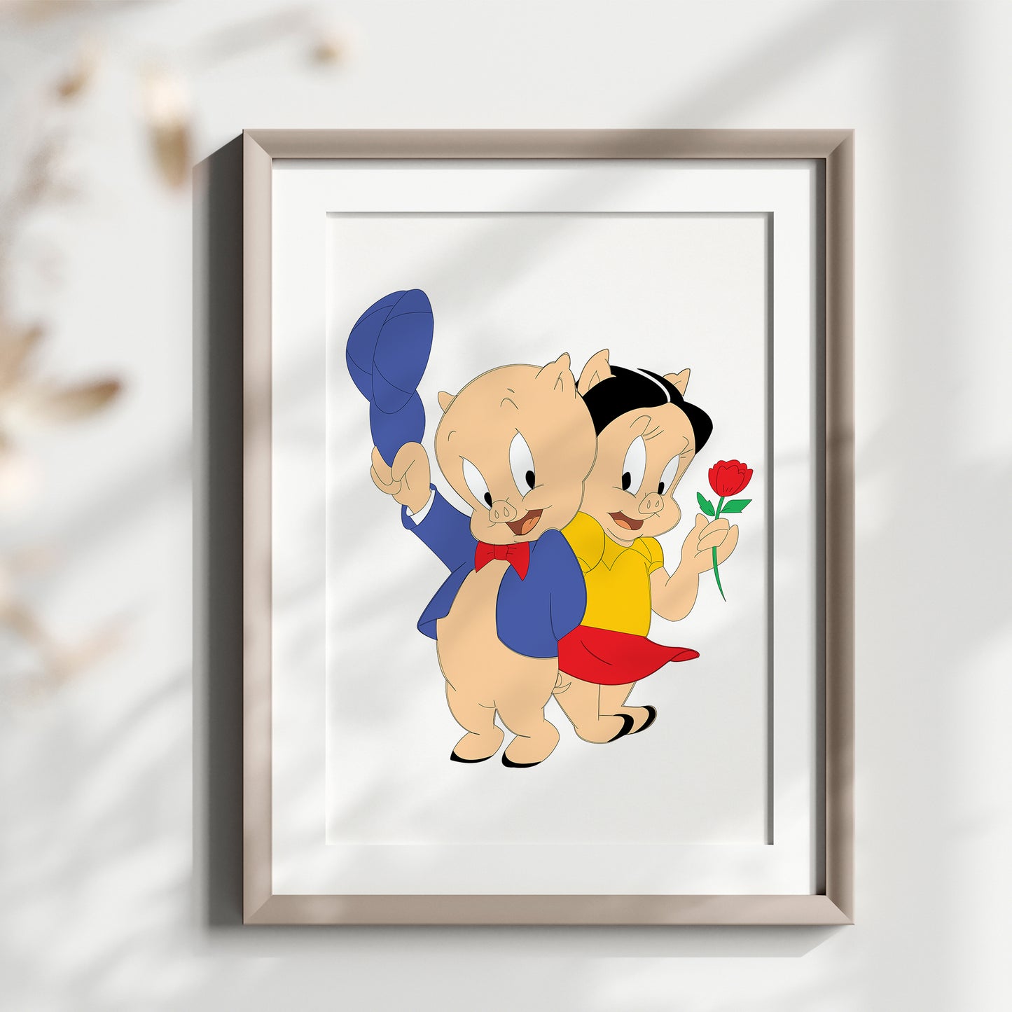 Personalized Mickey Mouse Print, Minnie Mouse Print, Porky Pig Print, Petunia Pig Print, Name Sign, Custom Cartoon Print Set, Baby Room Art, Kids Wall Decor