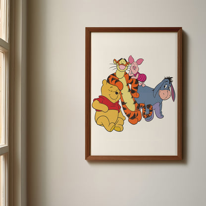 Winnie the Pooh Name Sign, Personalized Pooh and Friends Print, Custom Kids Wall Decor, Classic Nursery Art, Winnie the Pooh