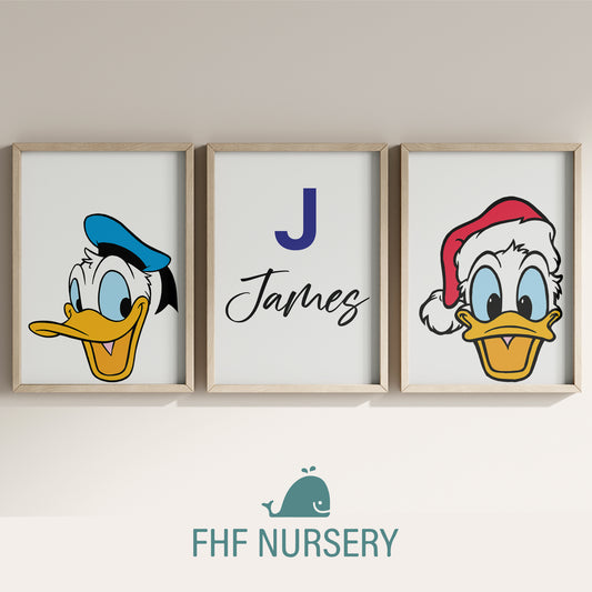 Personalized Duffy Duck Name Sign, Custom Disney Duck Print Set, Watercolor Nursery Decor, Baby Room Art, Cartoon Name Poster, Kids Wall Decor