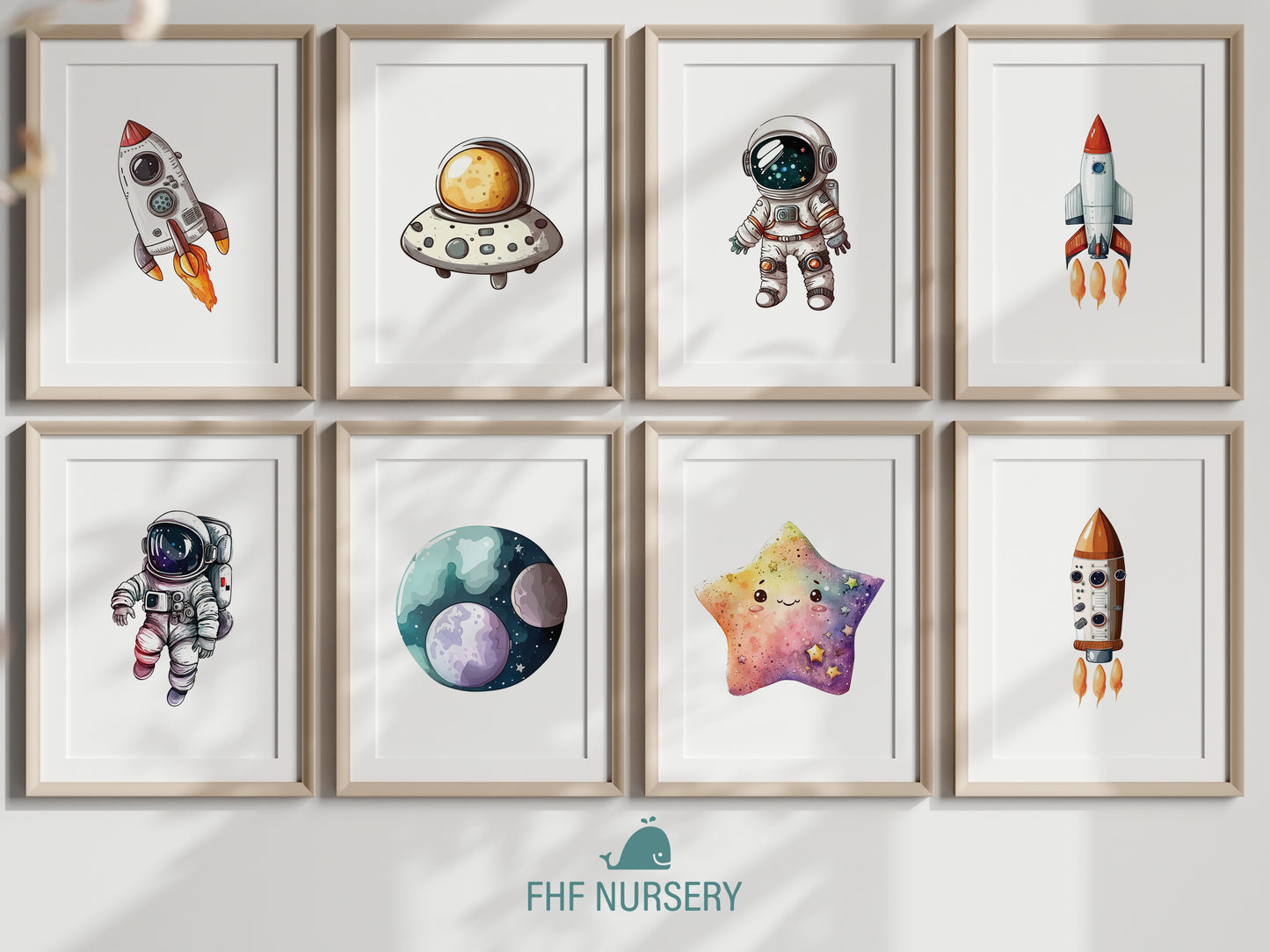 Watercolor Outer Space Name Sign, Personalized Space Adventure Print, Custom Kids Wall Decor, Whimsical Nursery Art, Cosmic Space Print Set, Charming Outer Space Room Decor for Kids and Babies