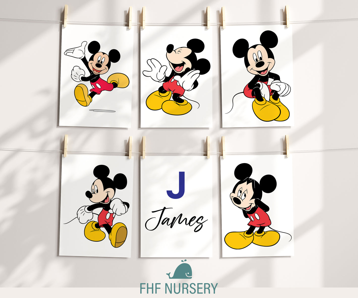 Personalized Mickey Mouse Name Sign, Custom Mickey Print, Watercolor Disney Nursery Art, Kids Room Wall Decor, Cartoon Character Poster
