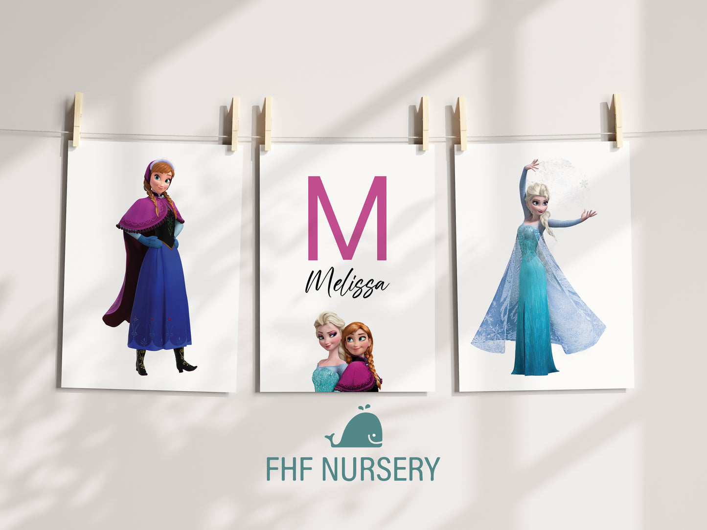 Frozen Name Sign, Personalized Elsa and Anna Print, Custom Kids Wall Decor, Disney Nursery Art, Frozen Sisters Print Set, Elsa Room Decor