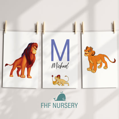 Lion King Name Sign, Personalized Simba and Friends Print, Custom Kids Wall Decor, Disney Nursery Art, Lion King Print Set, Simba Room Decor