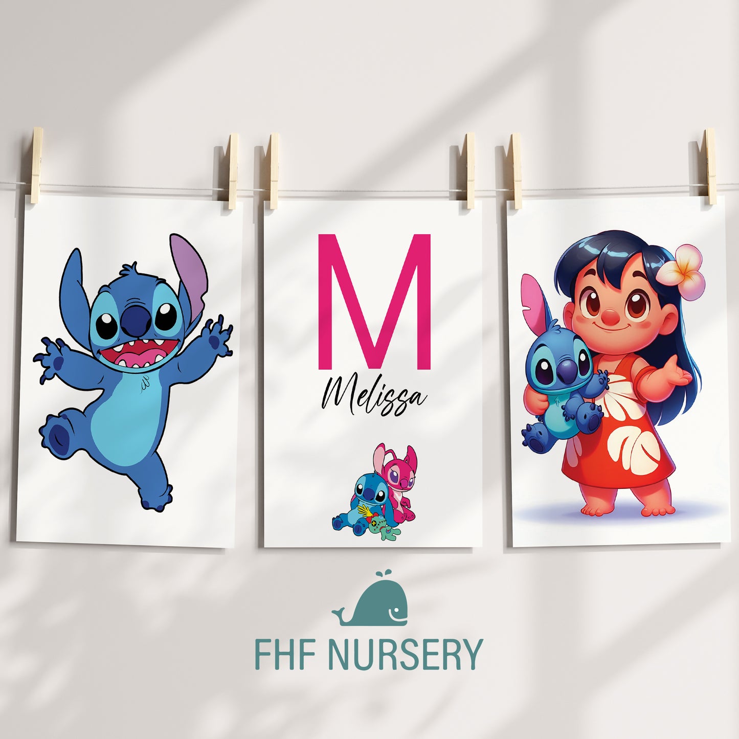 Lilo and Stitch Name Sign, Personalized Lilo & Stitch Print, Custom Kids Wall Decor, Disney Nursery Art, Stitch Print Set, Lilo Room Decor