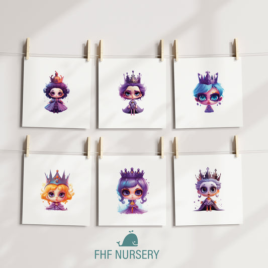 Cute Halloween Princess Art, Whimsical Watercolor Witch Prints, Spooky Royal Decor, Trick-or-Treat Crown Wall Art, Magical Pumpkin Vibes, Glittery Costume Poster