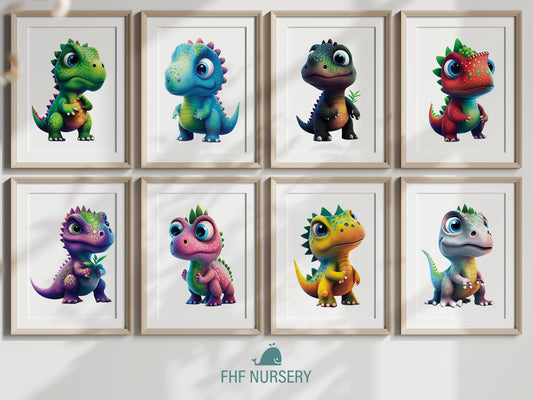 Baby Dinosaur, Cozy Nursery Art, Cuddly Dino Friends, Storytime Decor, Baby T-Rex With Book, Sleepy Stegosaurus, Baby Triceratops Print, Playful Velociraptor, Dino Wall Art, Baby Pterodactyl Poster, Dino Friends, Kids Room Decor