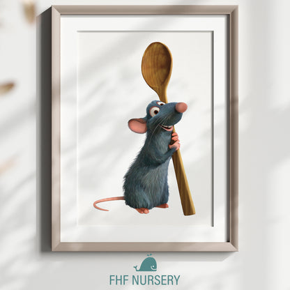 Ratatouille Print, Chef Mouse Poster, Watercolor Disney Art