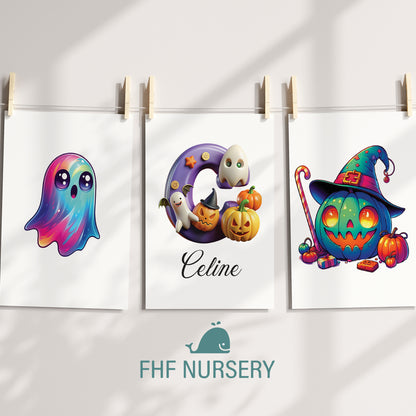 Cute Halloween Pumpkin Name Sign, Personalized Pumpkin Print, Custom Kids Wall Decor, Whimsical Halloween Nursery Art, Pumpkin Patch Print Set, Cute Halloween Pumpkin Room Decor