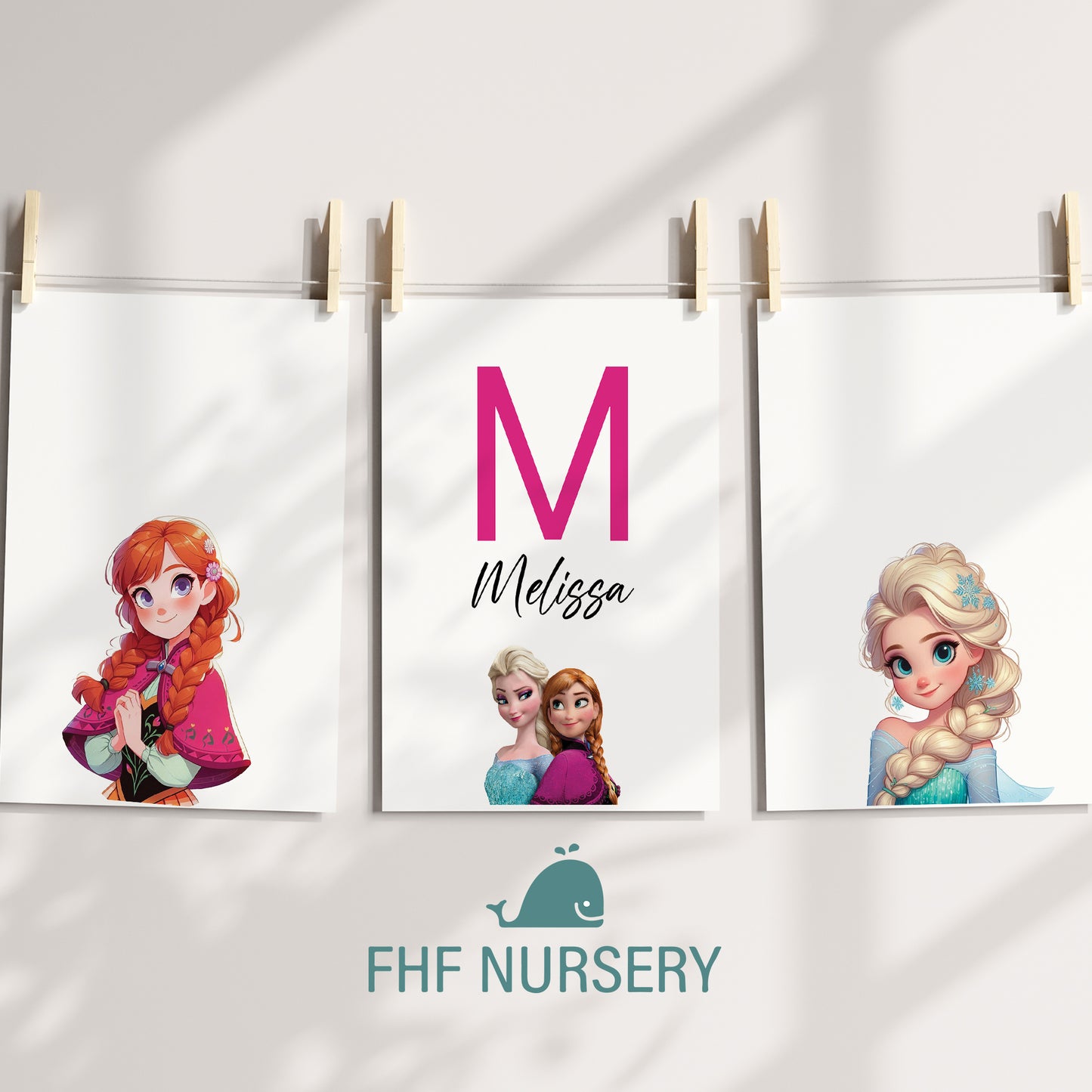 Frozen Name Sign, Personalized Elsa and Anna Print, Custom Kids Wall Decor, Disney Nursery Art, Frozen Sisters Print Set, Elsa Room Decor