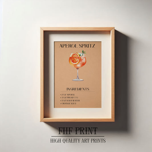 Aperol Spritz, Aperol Spritz Print, Cocktail Print, Bar Decor, Cocktail Poster, Drink Sign, Trendy Wall, Alcohol Print, Alcohol Poster, Alcohol Decor