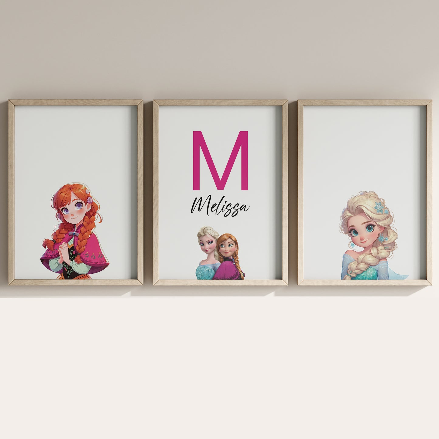 Frozen Name Sign, Personalized Elsa and Anna Print, Custom Kids Wall Decor, Disney Nursery Art, Frozen Sisters Print Set, Elsa Room Decor