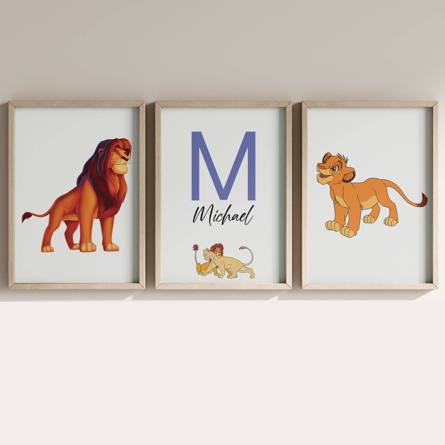 Lion King Name Sign, Personalized Simba and Friends Print, Custom Kids Wall Decor, Disney Nursery Art, Lion King Print Set, Simba Room Decor