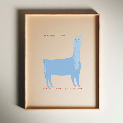 David Shrigley - Massive Llama, Quirky Wall Art, Pop Art Decor, Funny Poster, Contemporary Home Gallery, Humorous Decor, Art