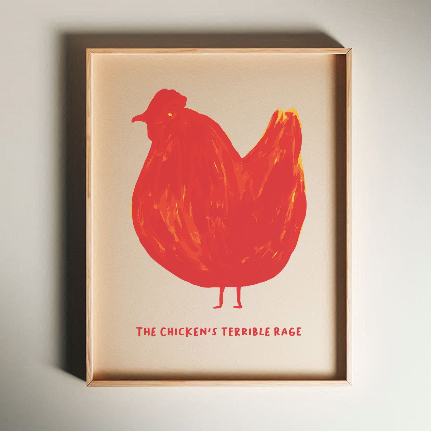 David Shrigley - The Chicken's Terrible Rage, Quirky Wall Art, Pop Art Decor, Funny Poster, Contemporary Home Gallery, Humorous Decor, Art