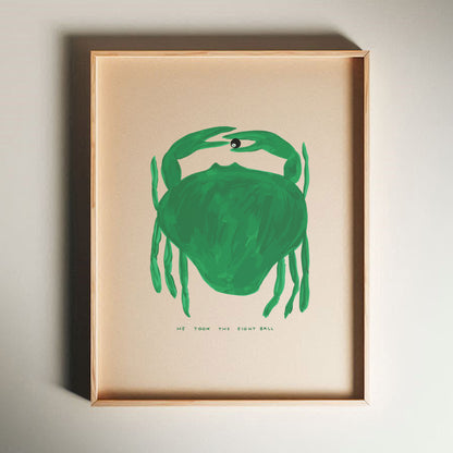 David Shrigley - He Took The Eight Ball, Quirky Wall Art, Pop Art Decor, Funny Poster, Contemporary Home Gallery, Humorous Decor, Art