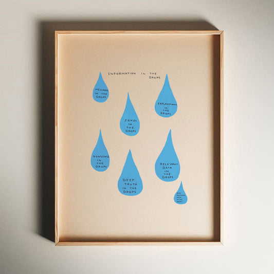 David Shrigley - Information In The Drops, Quirky Wall Art, Pop Art Decor, Funny Poster, Contemporary Home Gallery, Humorous Decor, Art