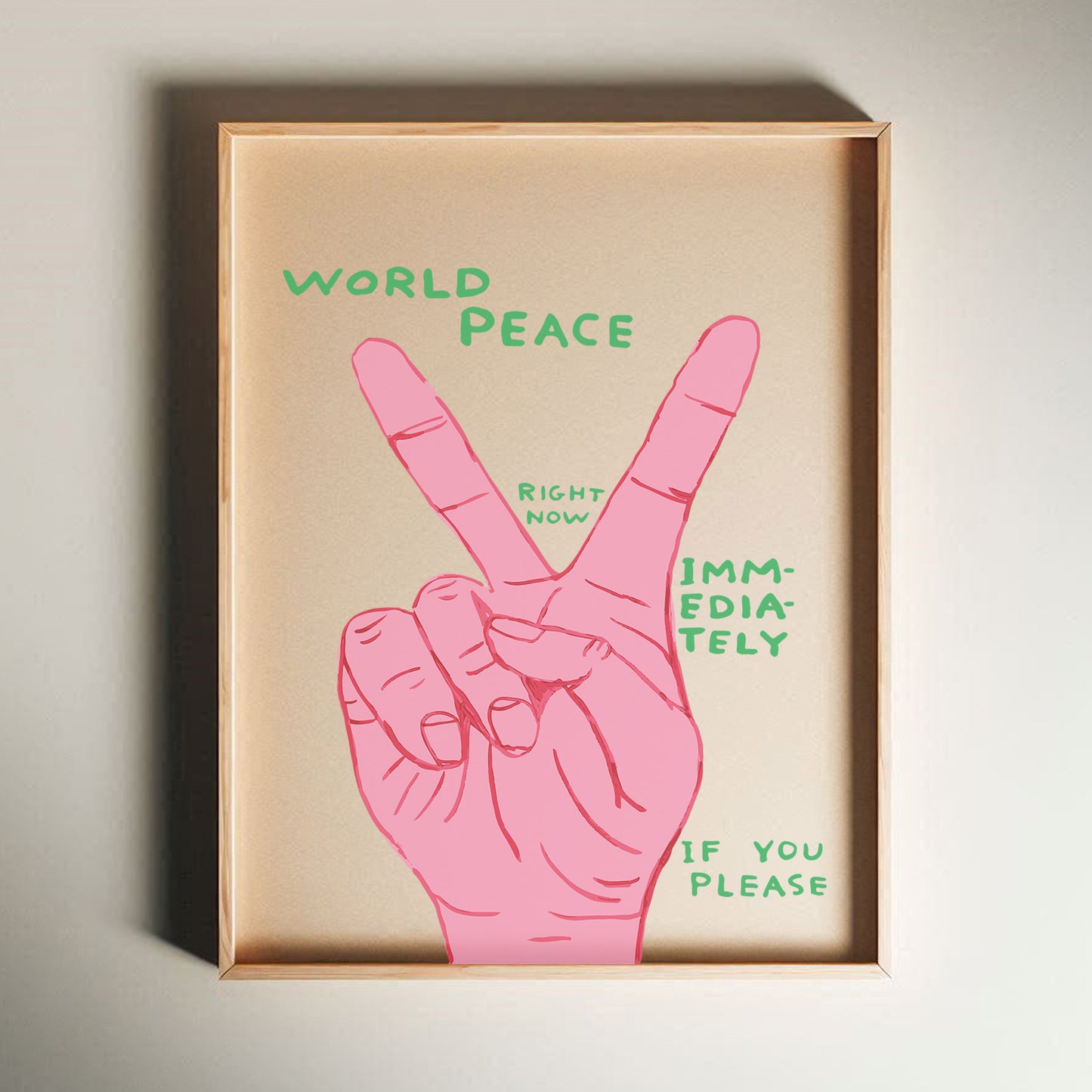 David Shrigley - World Peace, Quirky Wall Art, Pop Art Decor, Funny Poster, Contemporary Home Gallery, Humorous Decor, Art
