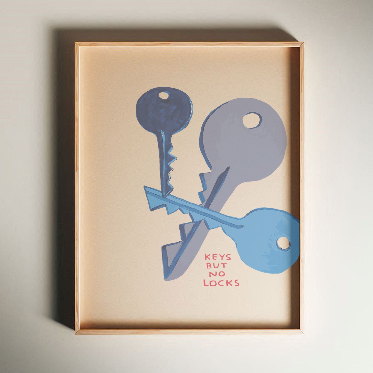 David Shrigley - Keys But No Locks, Quirky Wall Art, Pop Art Decor, Funny Poster, Contemporary Home Gallery, Humorous Decor, Art