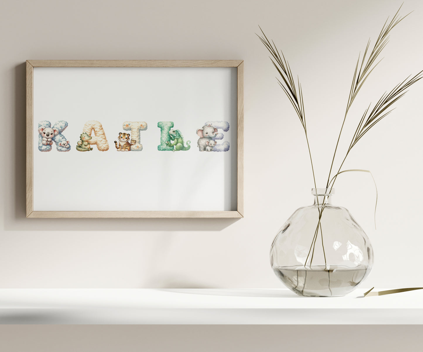 Animal Alphabet Custom Name Sign, Personalized Animal Letters Print, Custom Kids Wall Decor, Educational Nursery Art, Alphabet Animal Print Set, Personalized Name Wall Decor