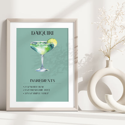 Daiquiri, Daiquiri Print, Cocktail Print, Bar Decor, Cocktail Poster, Drink Sign, Trendy Wall Art, Alcohol Print, Alcohol Poster, Alcohol Decor