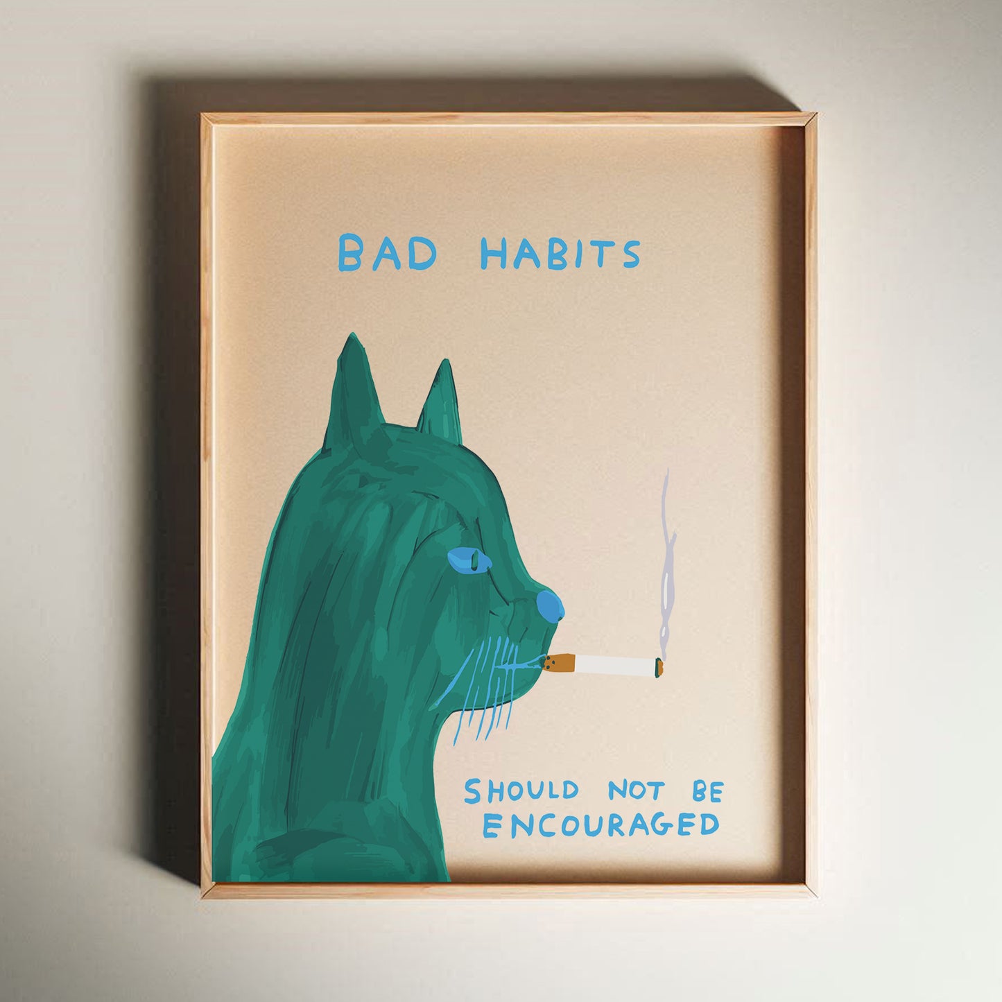 David Shrigley - Bad Habits, Quirky Wall Art, Pop Art Decor, Funny Poster, Contemporary Home Gallery, Humorous Decor, Art