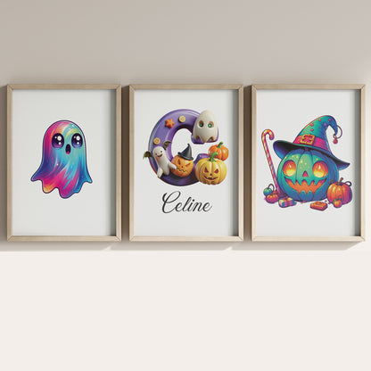 Cute Halloween Pumpkin Name Sign, Personalized Pumpkin Print, Custom Kids Wall Decor, Whimsical Halloween Nursery Art, Pumpkin Patch Print Set, Cute Halloween Pumpkin Room Decor