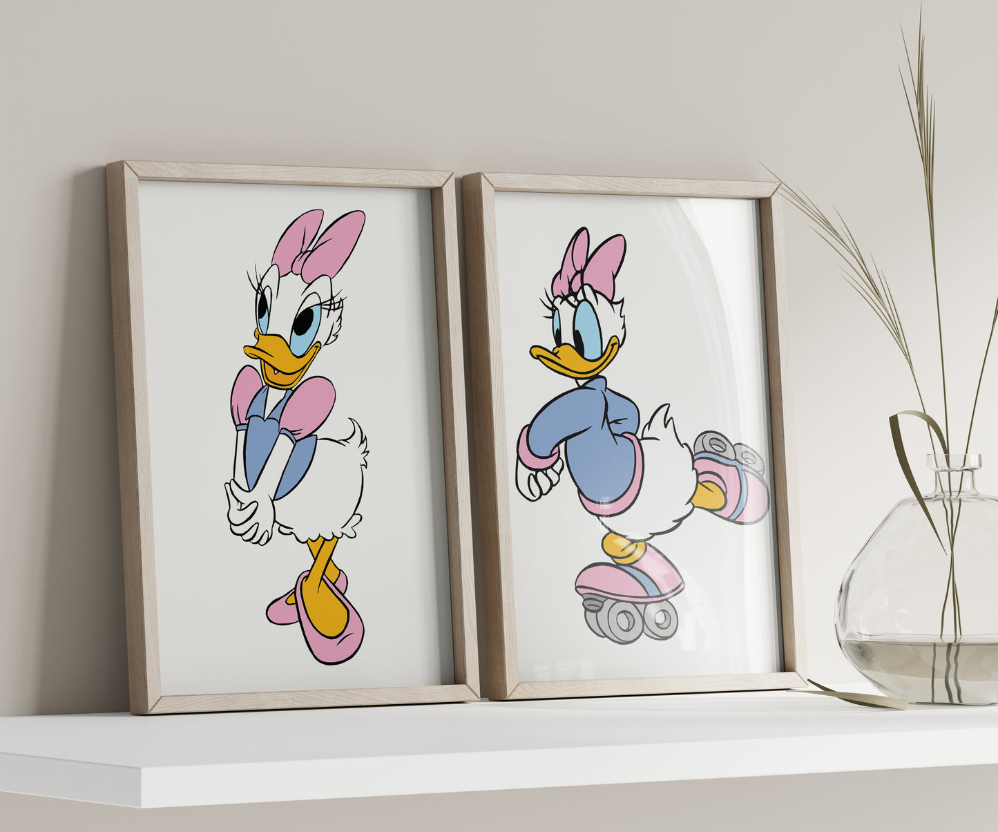Personalized Daisy Duck Name Sign, Custom Disney Duck Print Set, Watercolor Nursery Decor, Baby Girl Room Art, Cartoon Name Poster, Kids Wall Decor