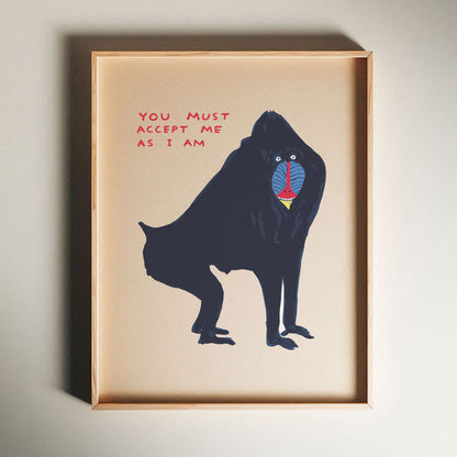 David Shrigley - You Must Accept Me, Quirky Wall Art, Pop Art Decor, Funny Poster, Contemporary Home Gallery, Humorous Decor, Art